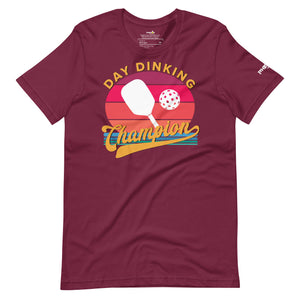 maroon day dinking champion retro inspired pickleball shirt apparel front view