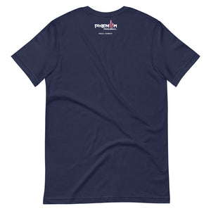 navy blue just dink it hawaii maui pickleball shirt performance apparel athletic top phenom logo back view