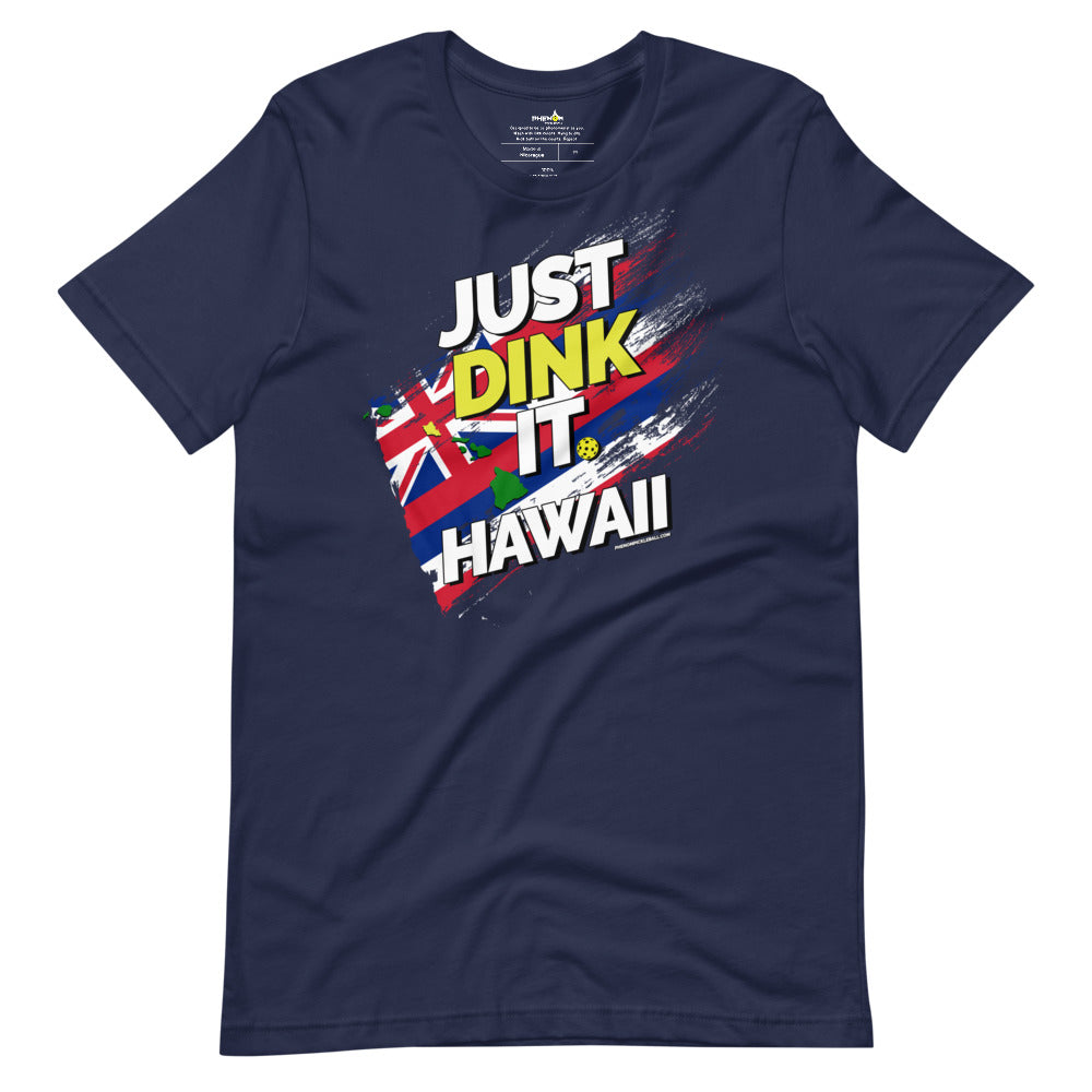 navy blue just dink it hawaii oahu pickleball shirt performance apparel athletic top front view