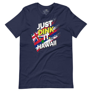 navy blue just dink it hawaii maui pickleball shirt performance apparel athletic top front view