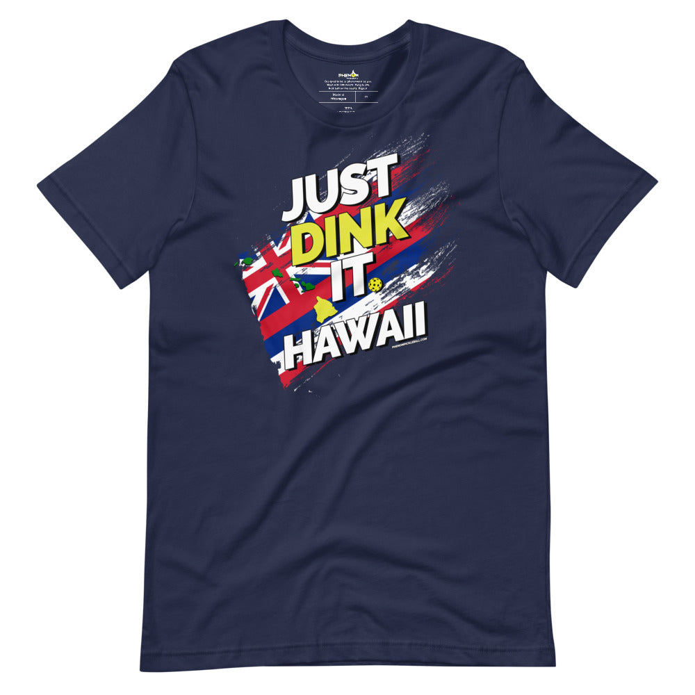 navy blue just dink it hawaii big island pickleball shirt performance apparel athletic top front view