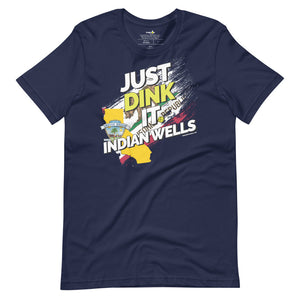 navy blue just dink it indian wells pickleball shirt performance apparel athletic top front view