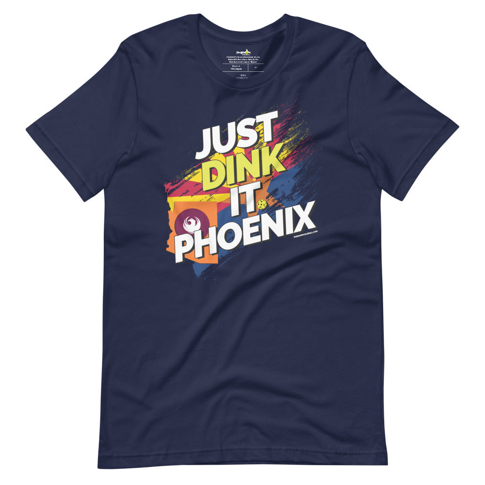 navy blue just dink it phoenix arizona pickleball apparel performance shirt athletic top front view