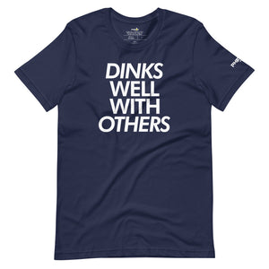 navy blue dinks well with others pickleball shirt apparel front view