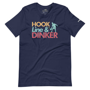 navy blue hook line dinker pickleball shirt apparel front view