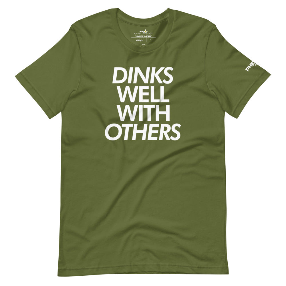 army green dinks well with others pickleball shirt apparel front view