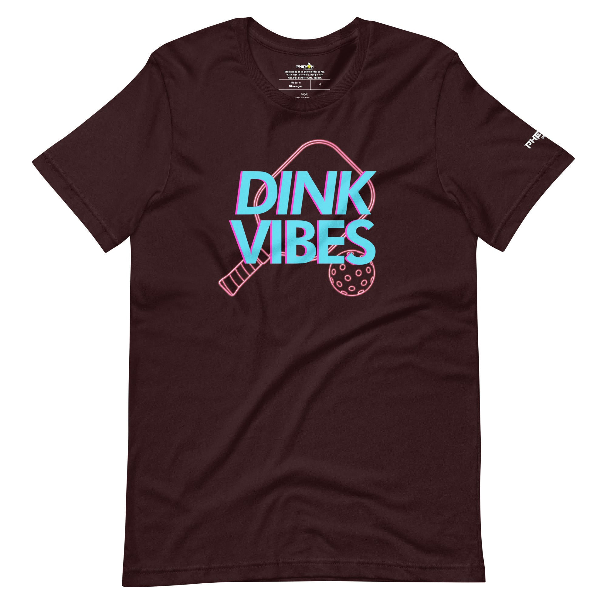 dark burgundy maroon dink vibes neon inspired pickleball apparel shirt front view