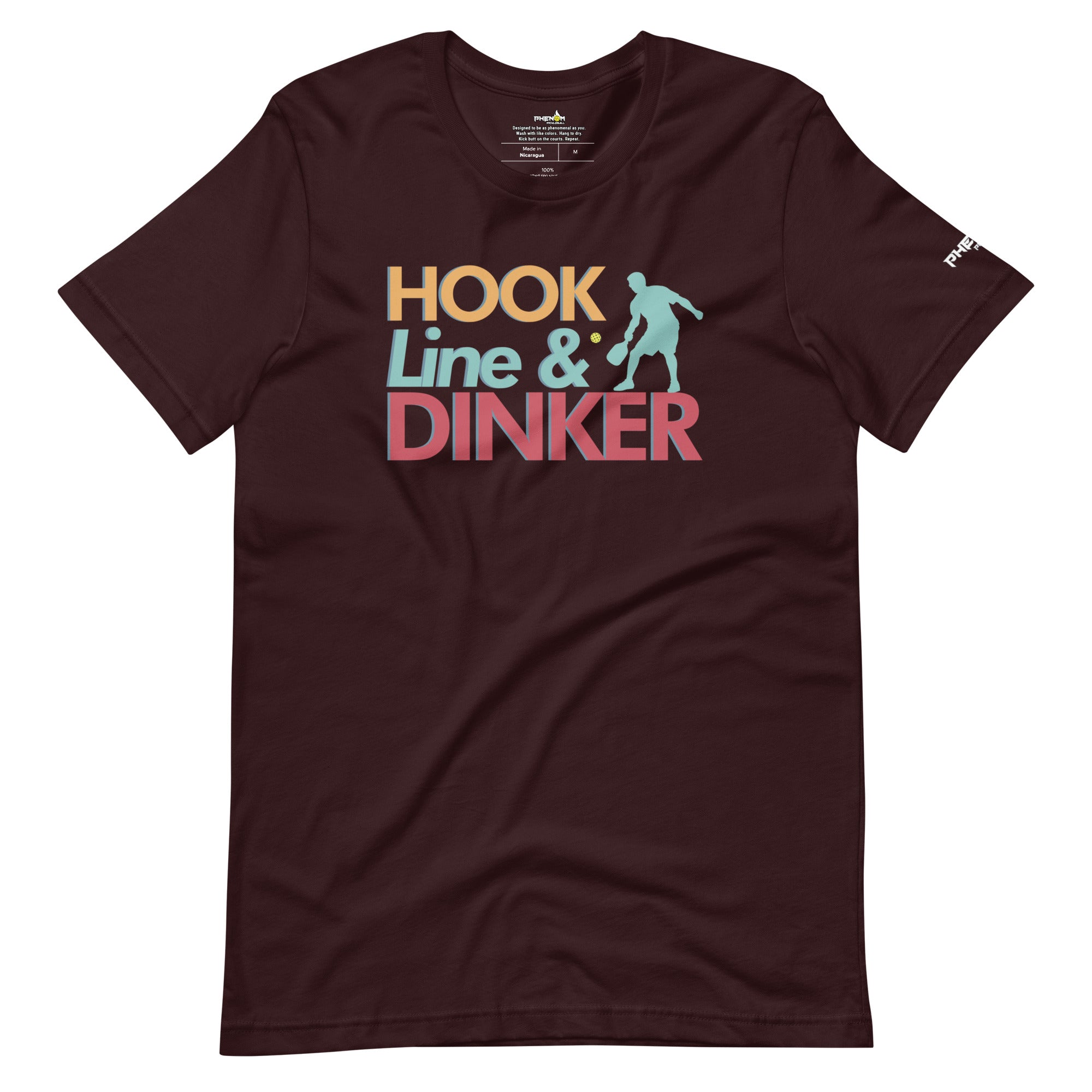 dark maroon burgundy hook line dinker pickleball shirt apparel front view