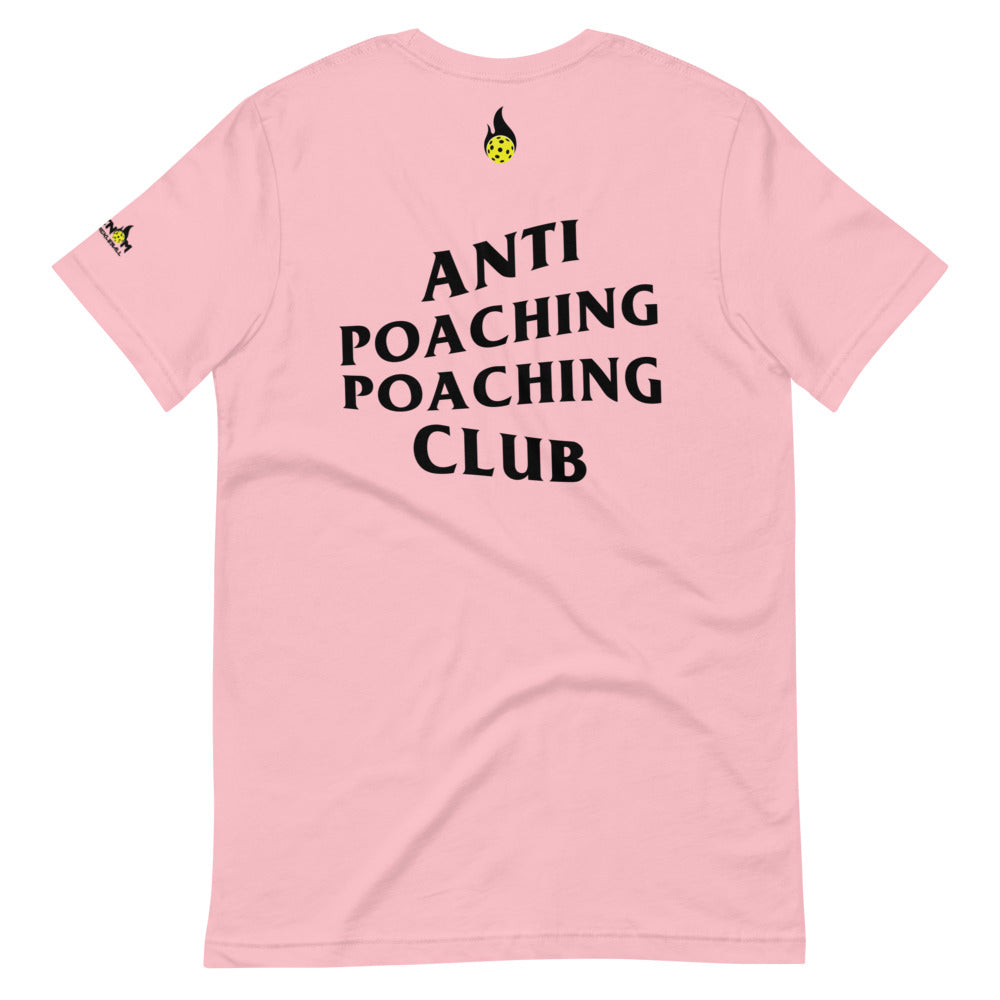 anti poaching poaching club pickleball apparel shirt light pink back view