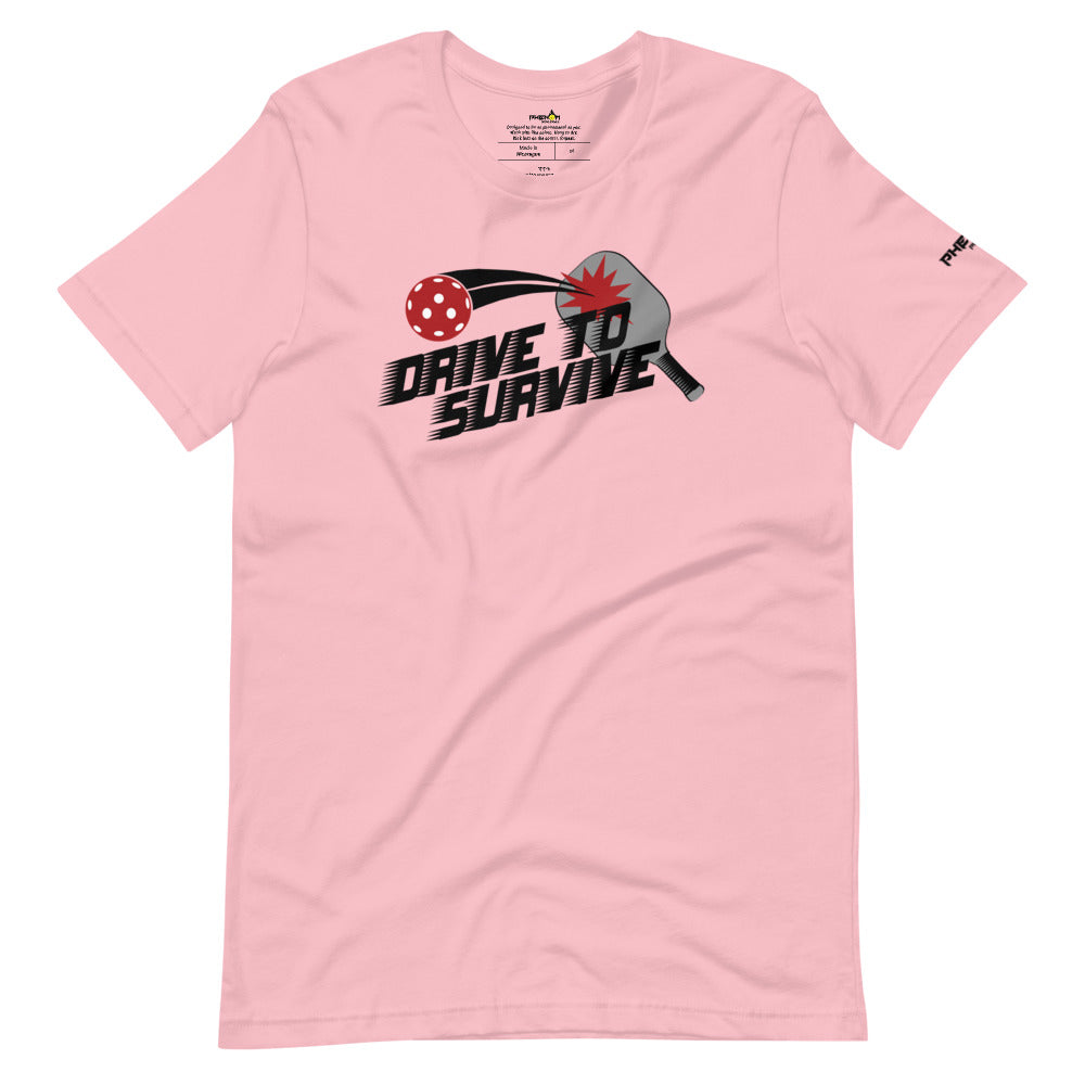 light pink drive to survive pickleball shirt apparel front view