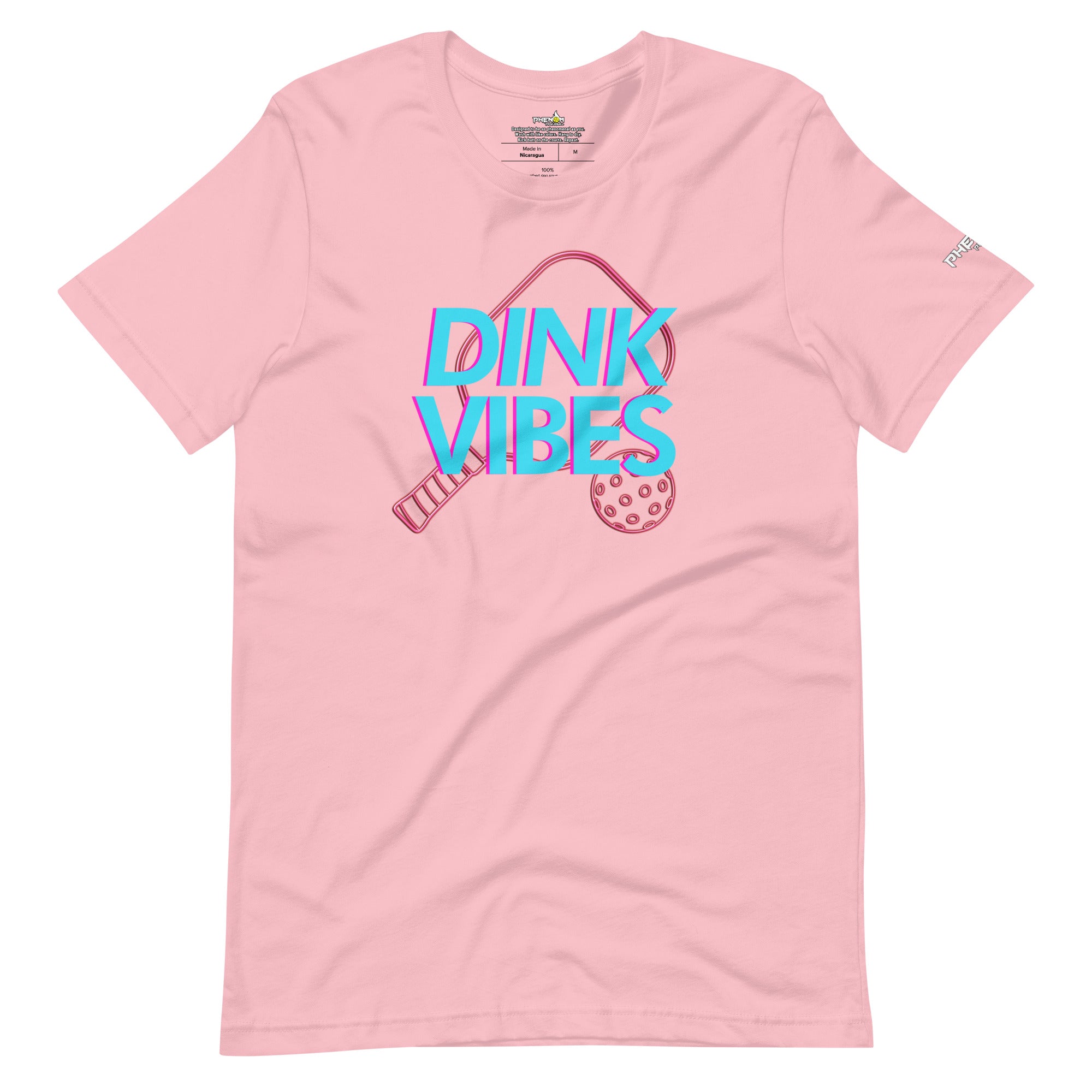 light pink dink vibes neon inspired pickleball apparel shirt front view