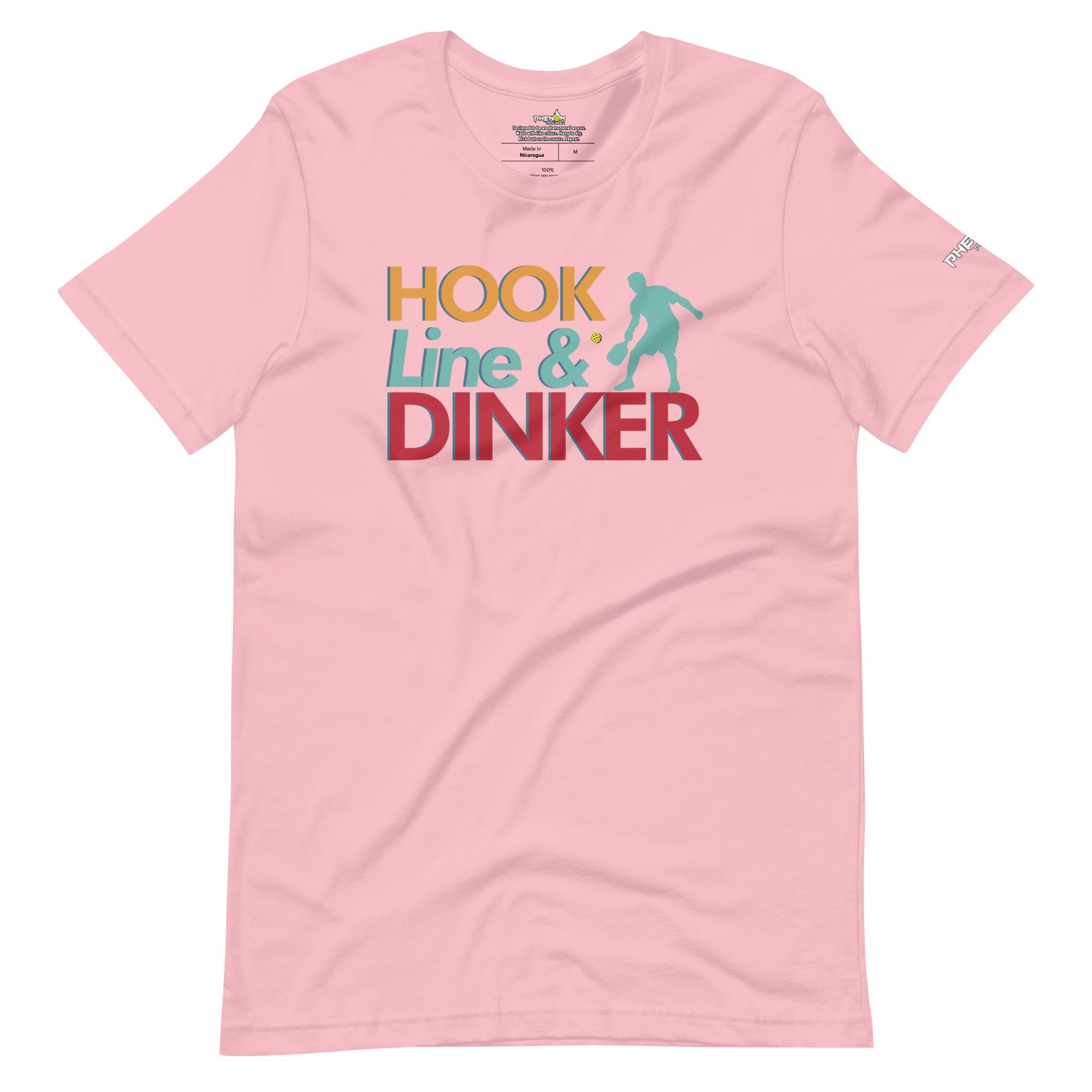 light pink hook line dinker pickleball shirt apparel front view