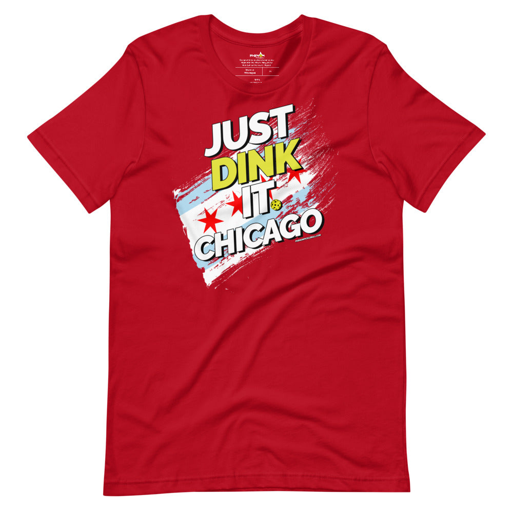 red just dink it chicago pickleball shirt athletic apparel performance top front view