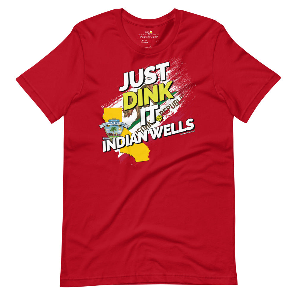 red just dink it indian wells pickleball shirt performance apparel athletic top front view