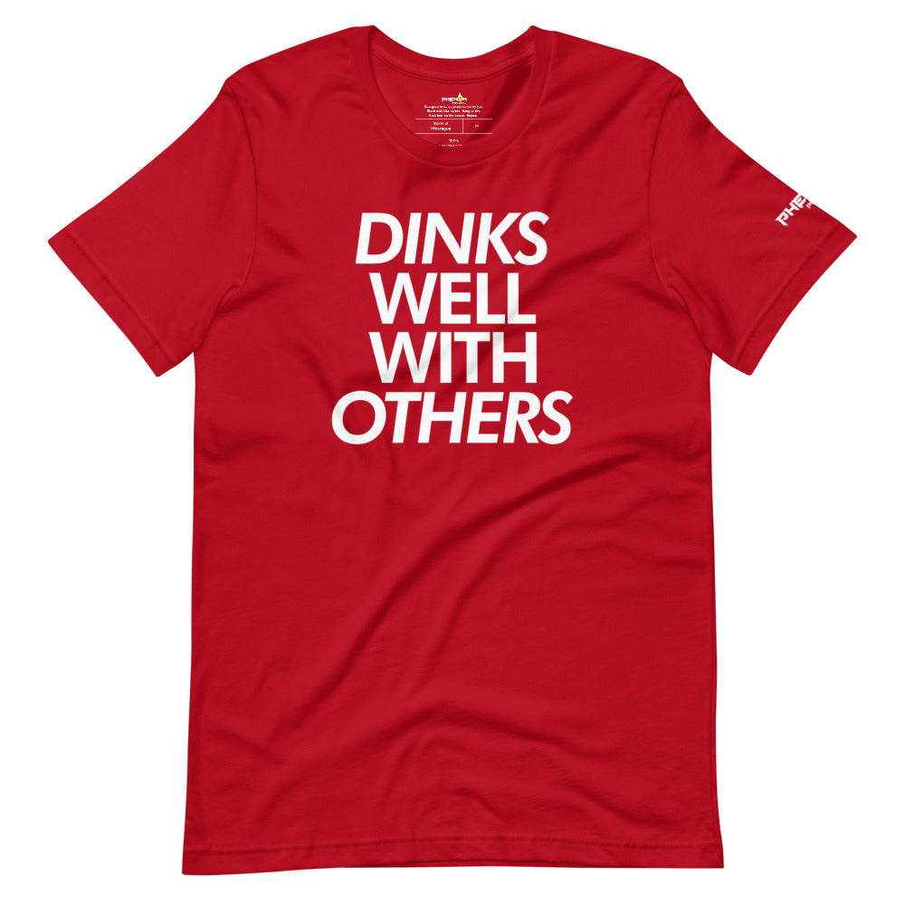 red dinks well with others pickleball shirt apparel front view