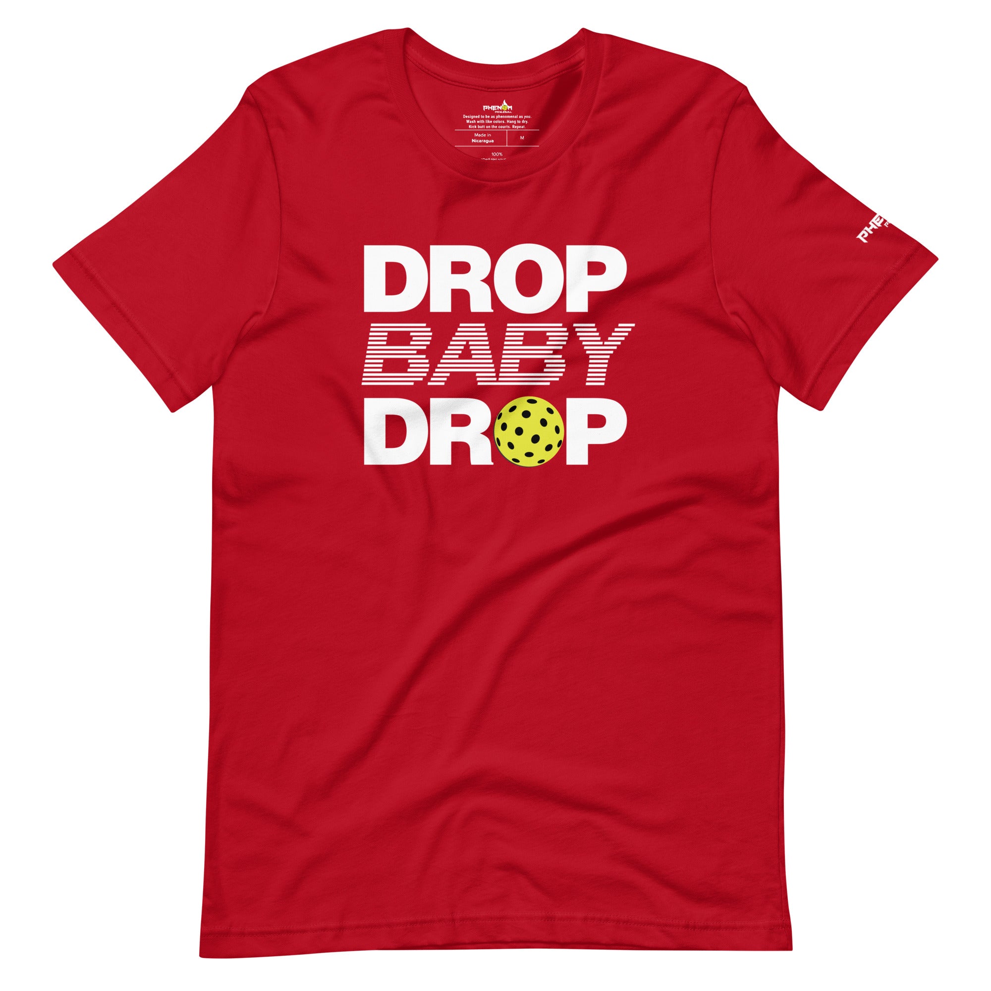 red drop baby drop pickleball shirt apparel front view