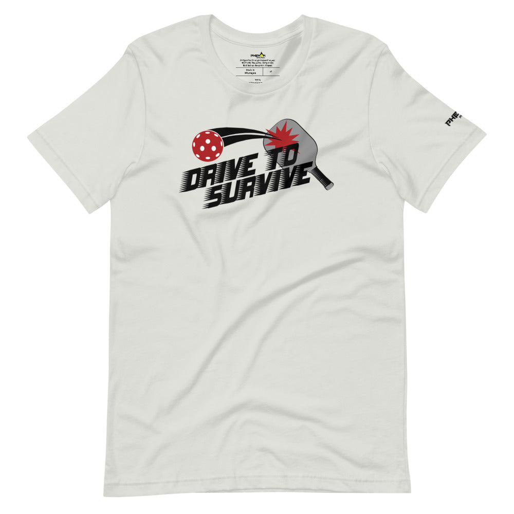 light gray drive to survive pickleball shirt apparel front view