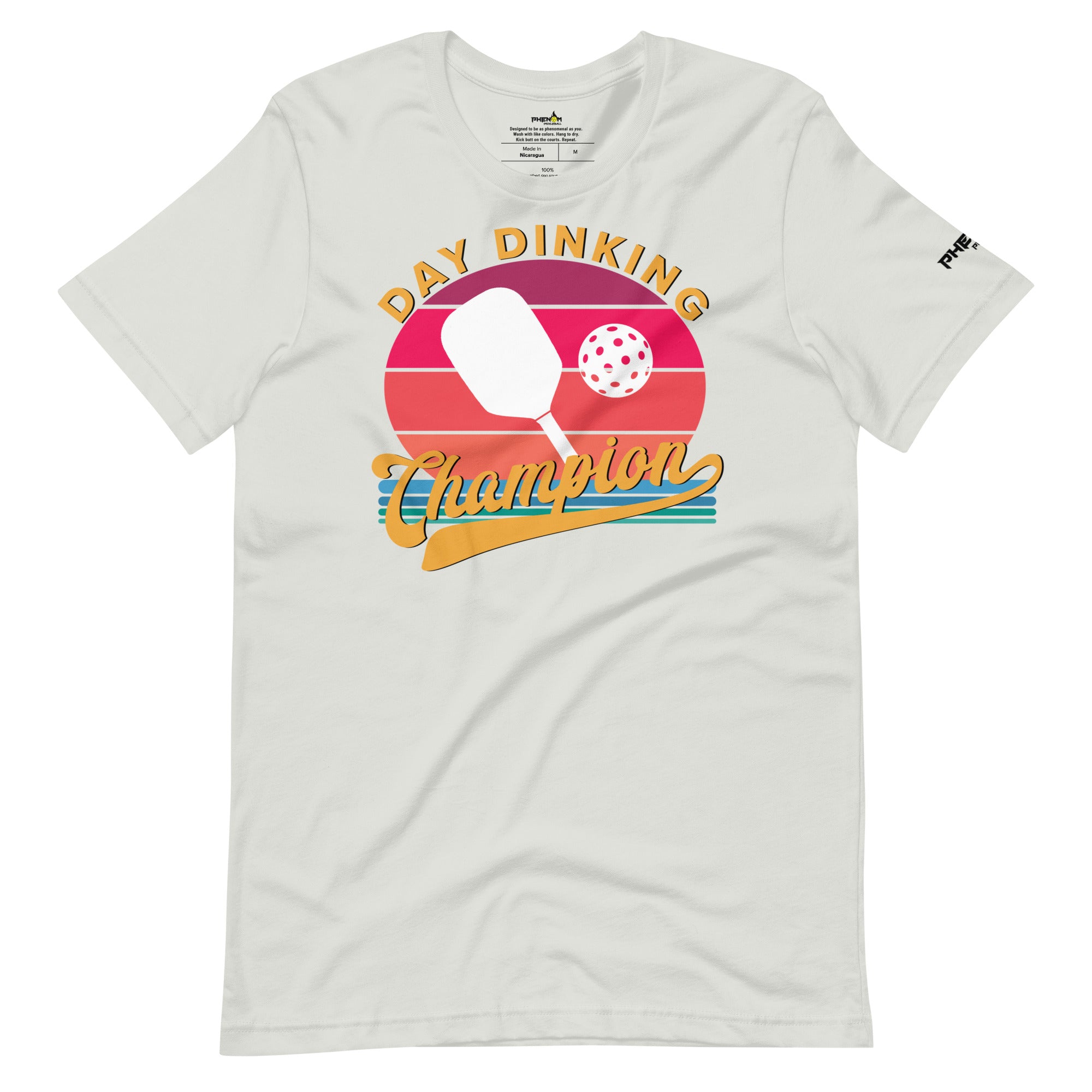 light gray day dinking champion retro inspired pickleball shirt apparel front view