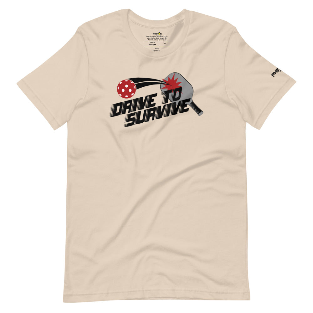 light tan cream drive to survive pickleball shirt apparel front view