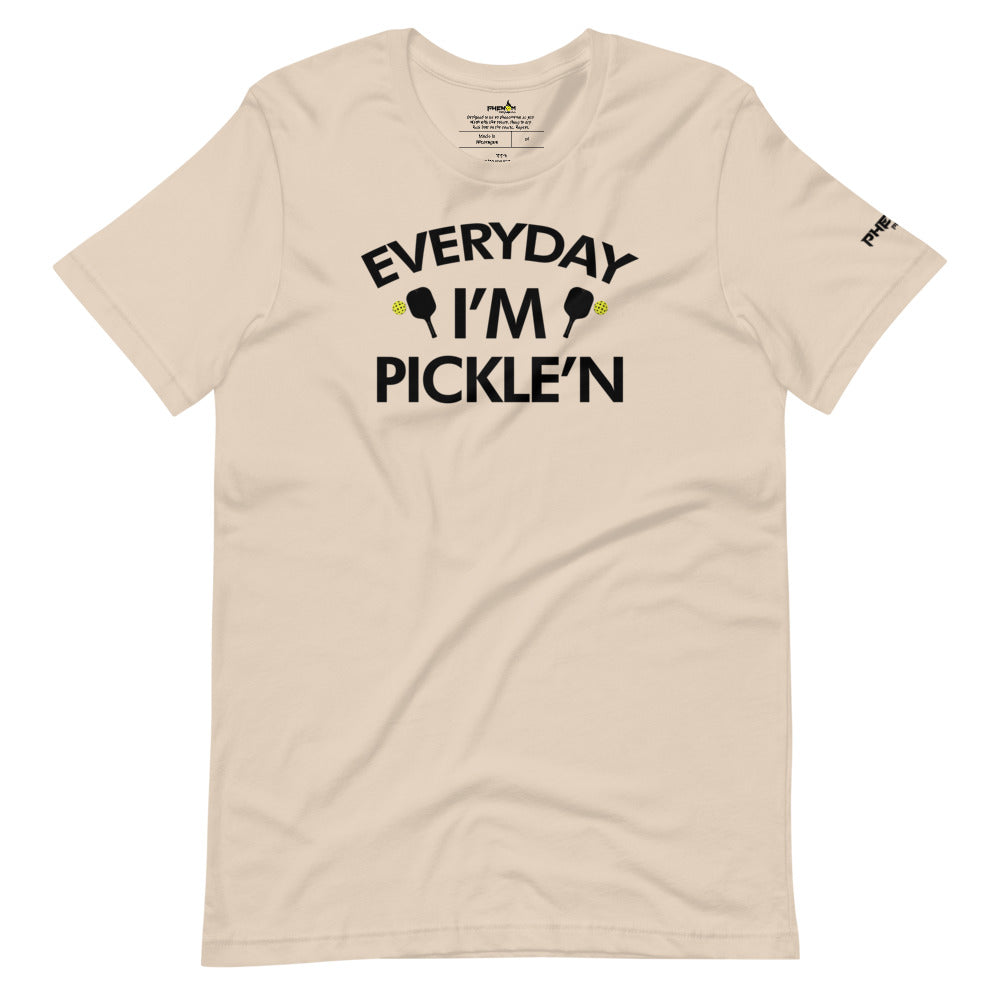 light tan cream everyday I'm pickle'n pickleball shirt apparel front view