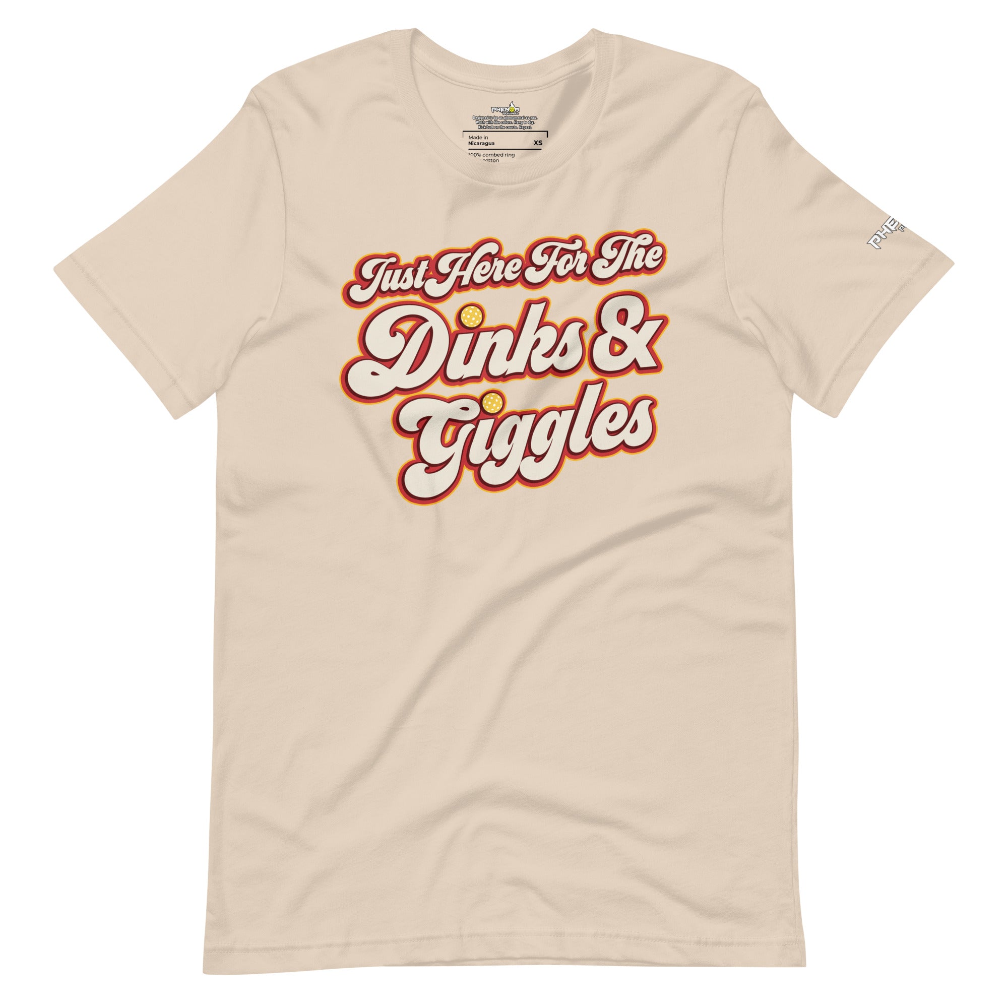 light tan cream just here for the dinks and giggles pickleball shirt apparel front view