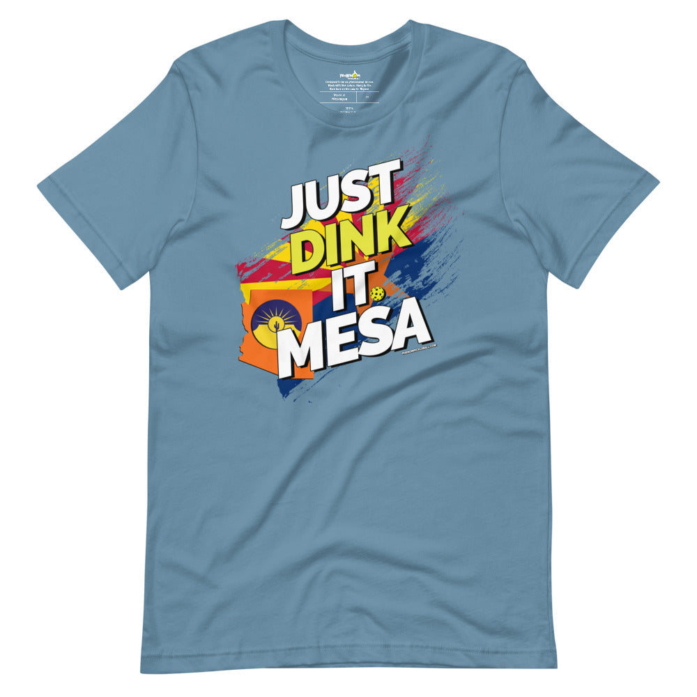 steel blue just dink it mesa arizona pickleball shirt performance apparel athletic top front view