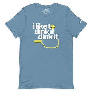 steel blue i like to dink it dink it pickleball apparel athletic performance shirt front view