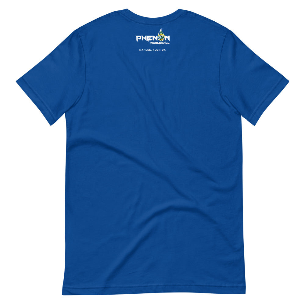 royal blue just dink it naples florida pickleball shirt performance apparel athletic top phenom logo back view