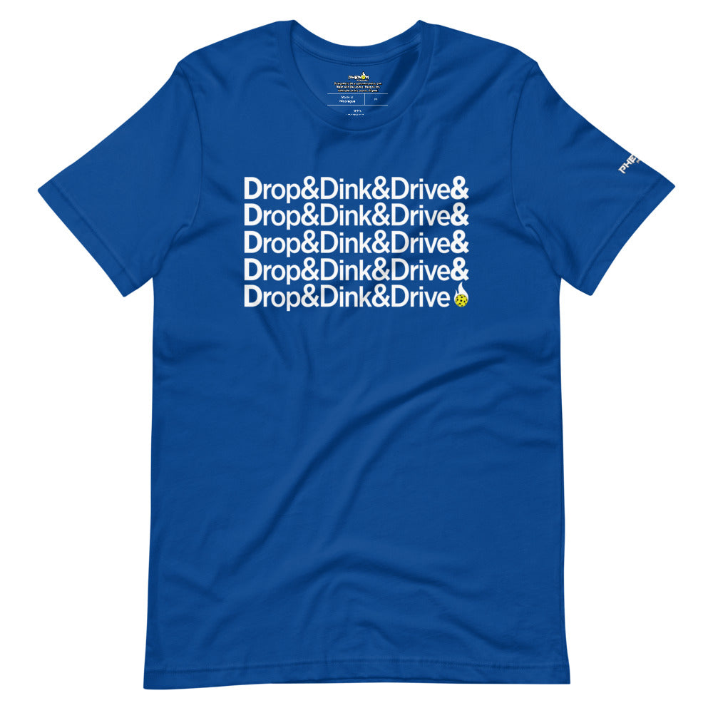 royal blue drop & dink & drive pickleball apparel shirt front view