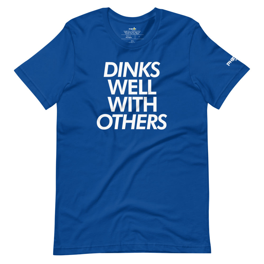 royal blue dinks well with others pickleball shirt apparel front view