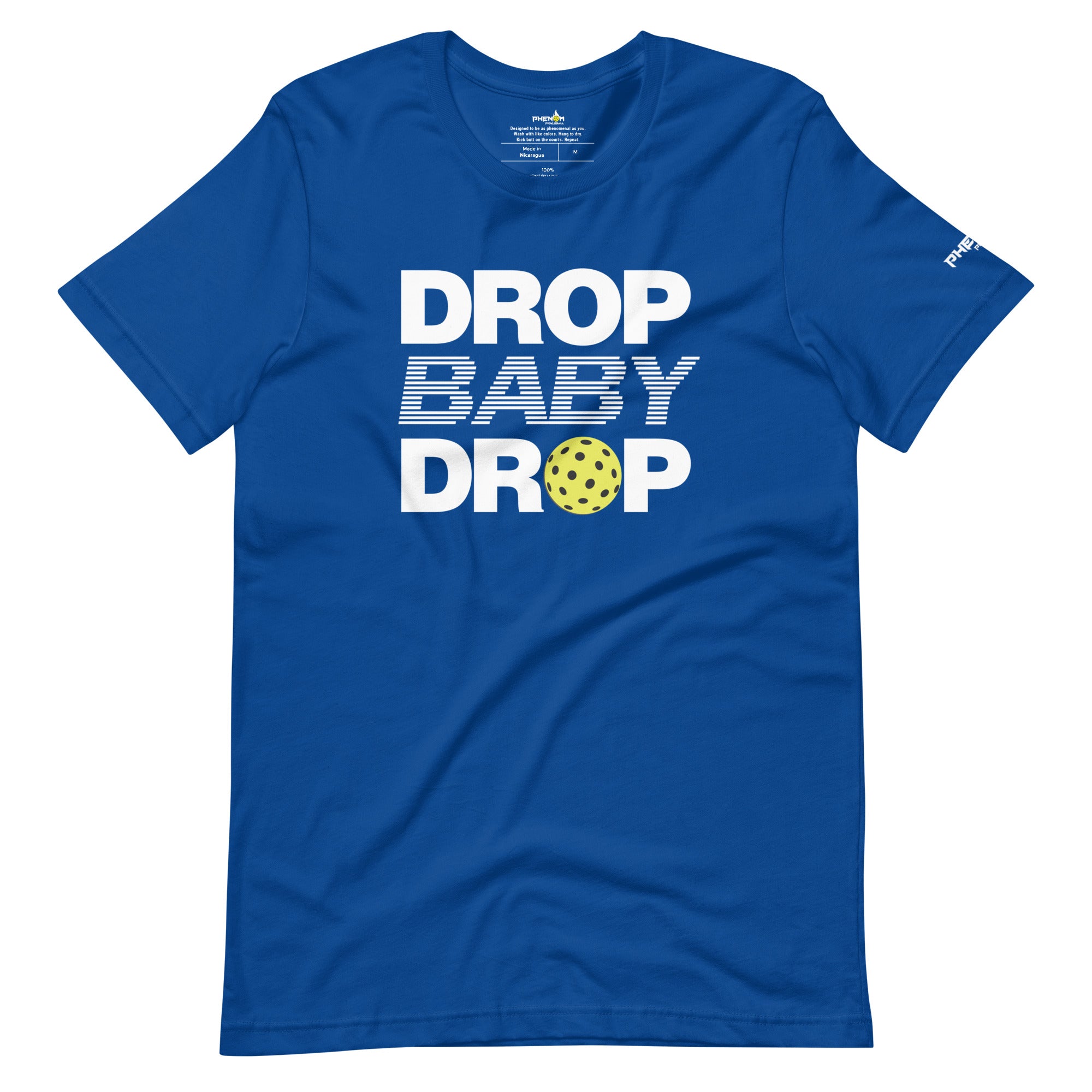 royal blue drop baby drop pickleball shirt apparel front view