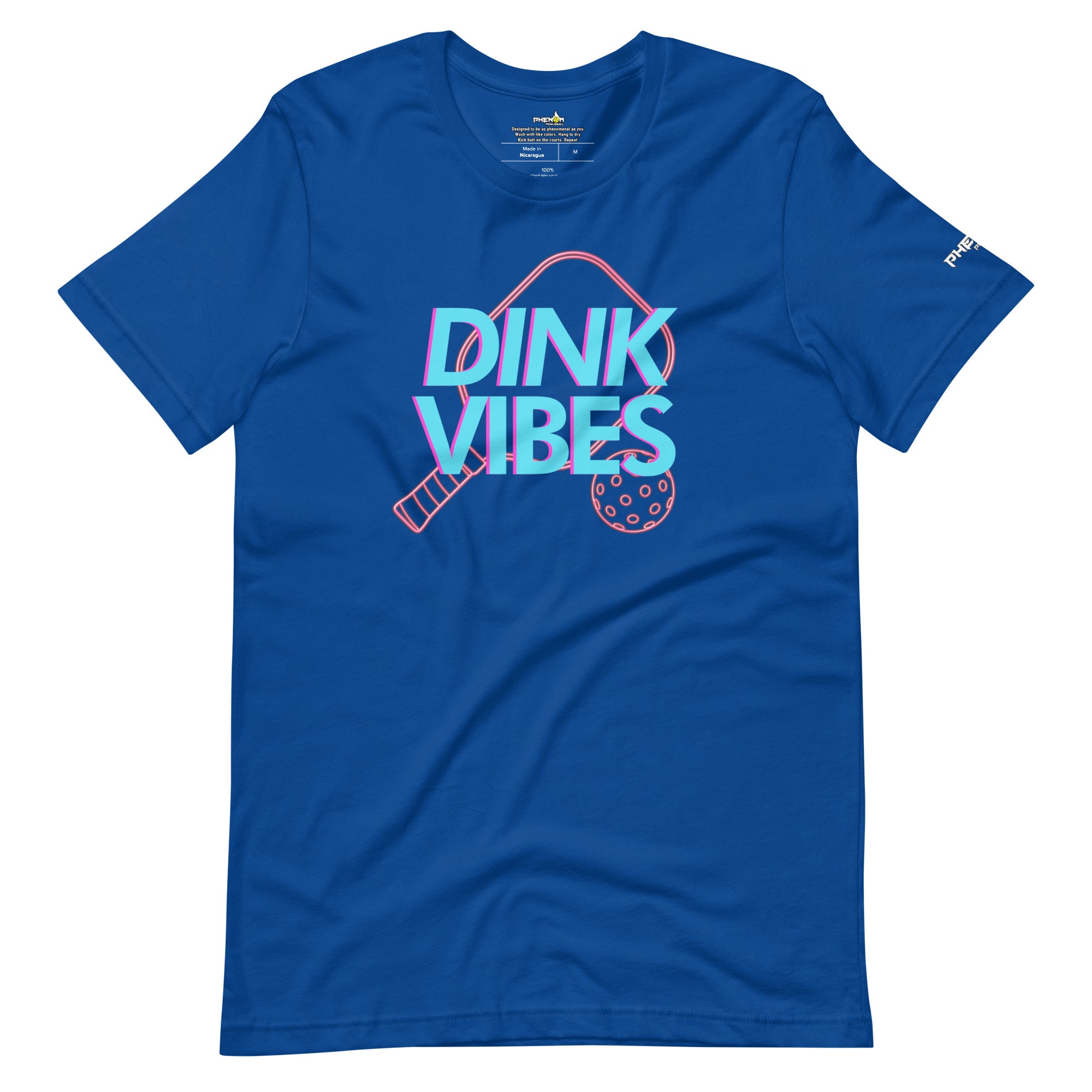 royal blue dink vibes neon inspired pickleball apparel shirt front view
