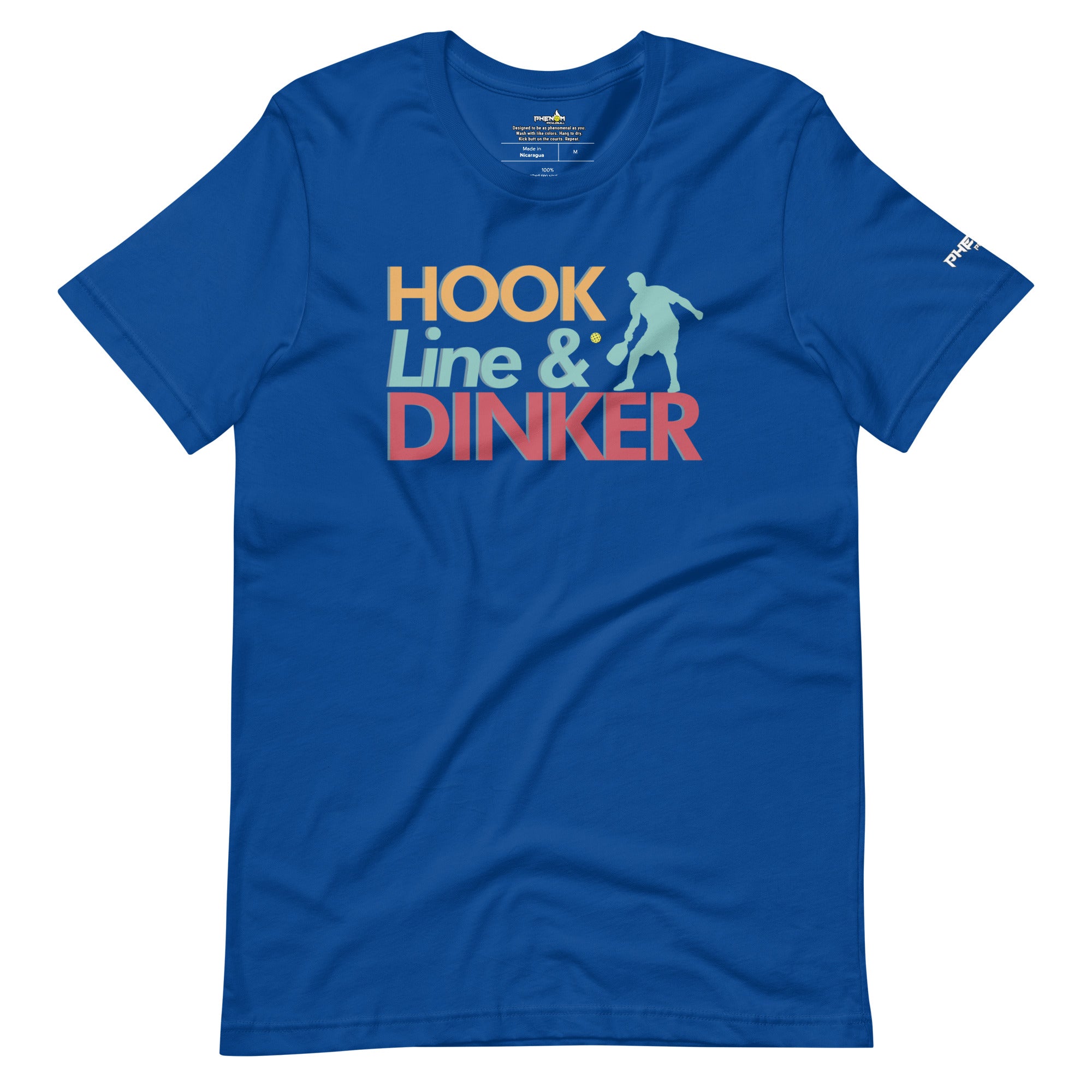royal blue hook line dinker pickleball shirt apparel front view