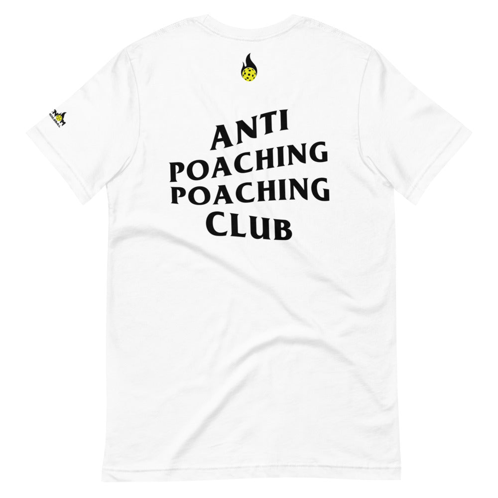 anti poaching poaching club pickleball apparel shirt white back view