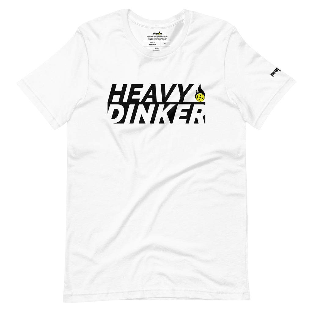 white heavy dinker pickleball shirt apparel front view