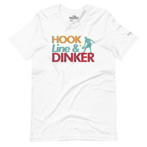 white hook line dinker pickleball shirt apparel front view