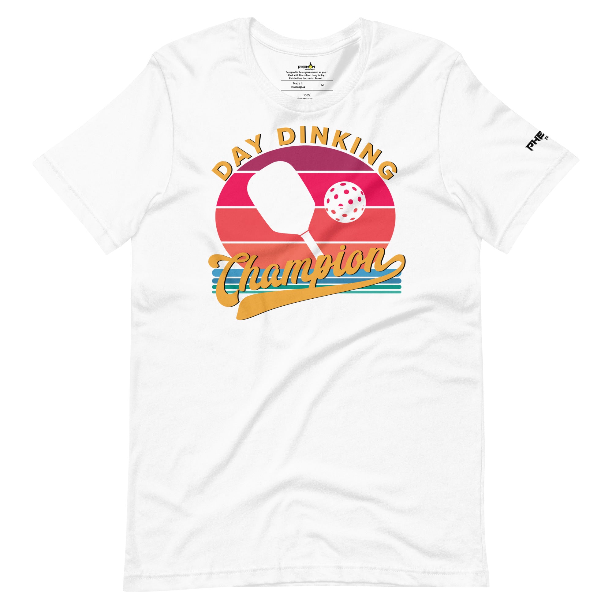 white day dinking champion retro inspired pickleball shirt apparel front view