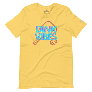 yellow dink vibes neon inspired pickleball apparel shirt front view