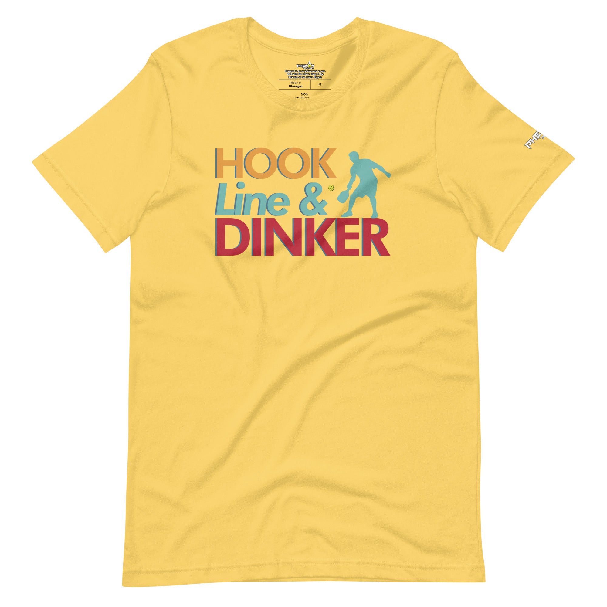 yellow hook line dinker pickleball shirt apparel front view