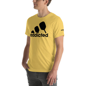 man wearing yellow pickleball shirt alternate view