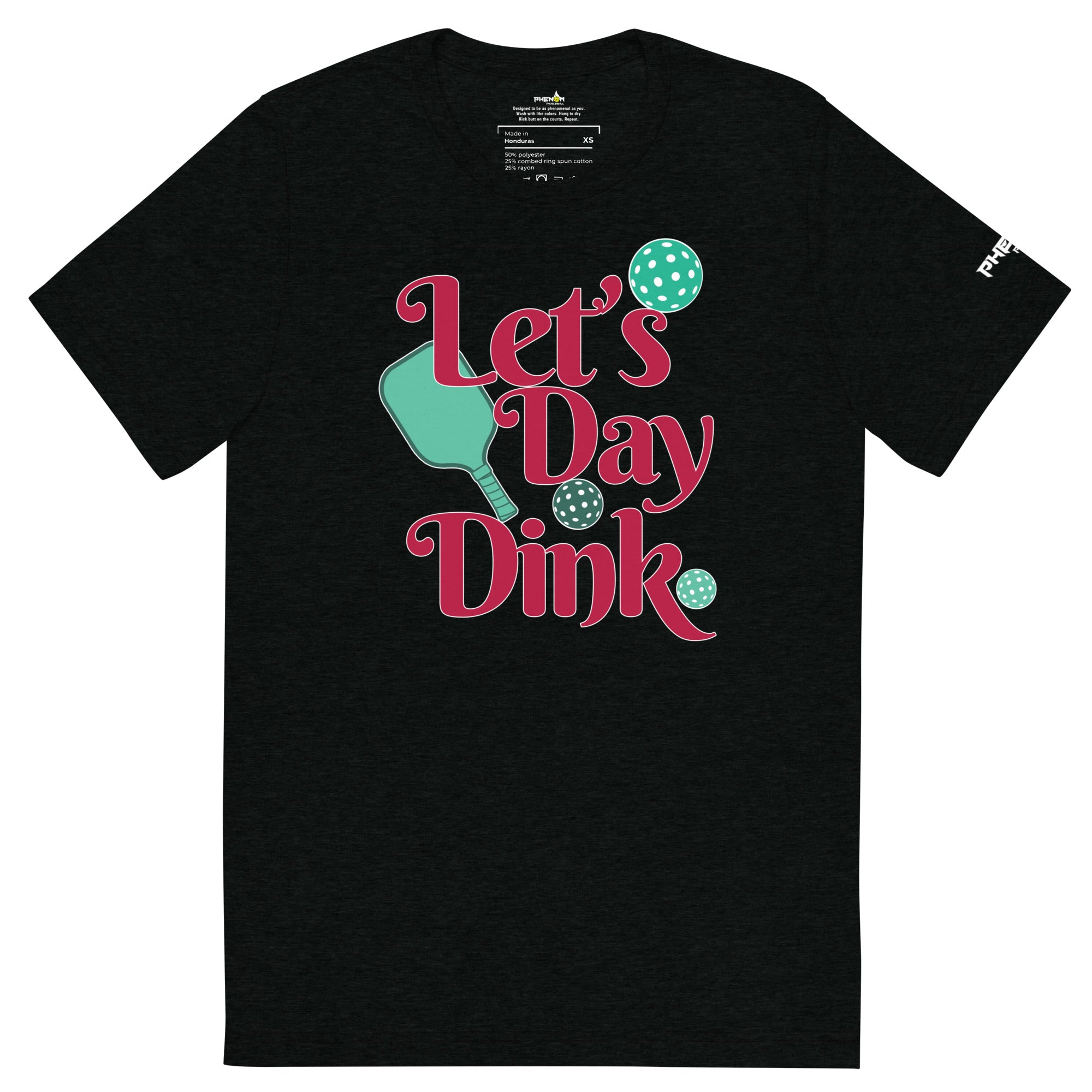 black let's day dink pickleball shirt performance apparel athletic top front view