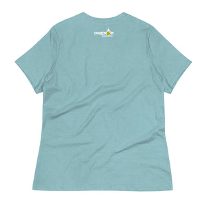 light blue women's but first pickleball shirt apparel phenom logo back view