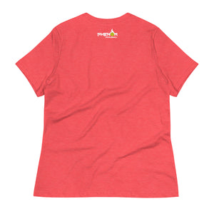 coral red women's but first pickleball shirt apparel phenom logo back view